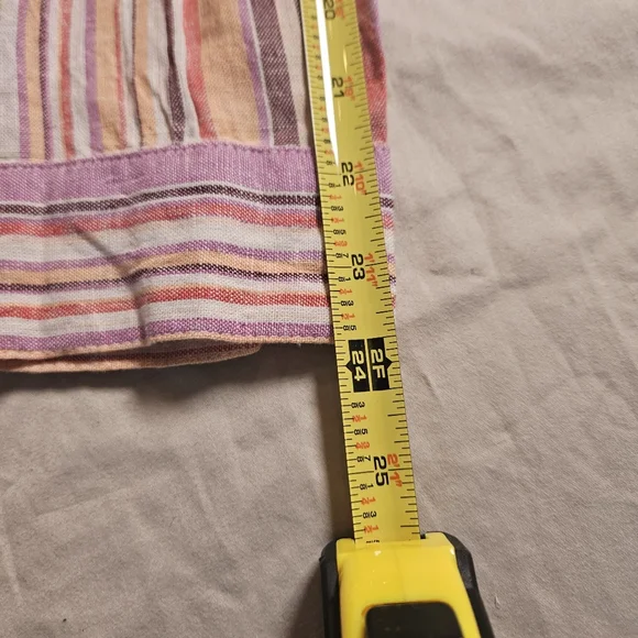 Naturals D&Co. Women's LP Linen Blend Striped Button-Down Multi-Color Top - Picture 9 of 10